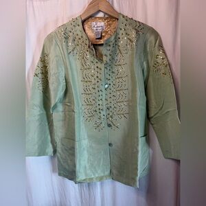 Linea by Louis Dell'Olio Light Green Embellished Blazer